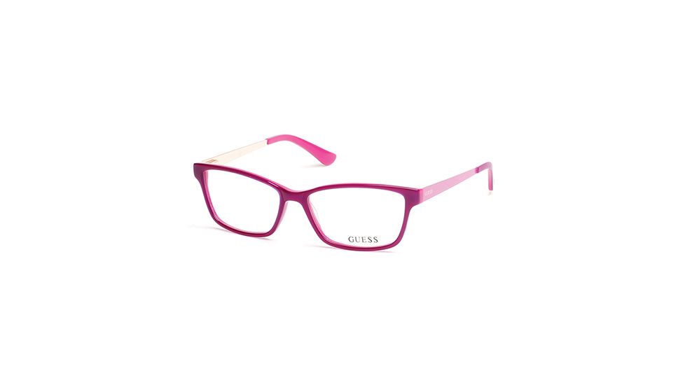 Guess GU2538 Eyeglass Frames - Shiny Fuxia Frame Color, Clear Lens Color