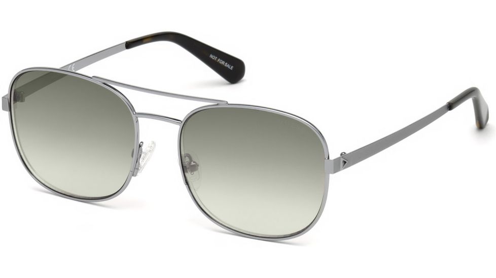 Guess GU5201 Sunglasses - Shiny Dark Nickeltin Frame Color, Green Mirror Lens Color