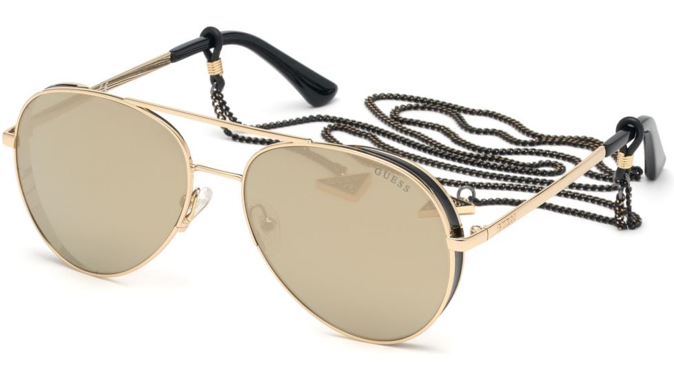 Guess GU7607 Sunglasses - Gold Frame Color, Brown Mirror Lens Color