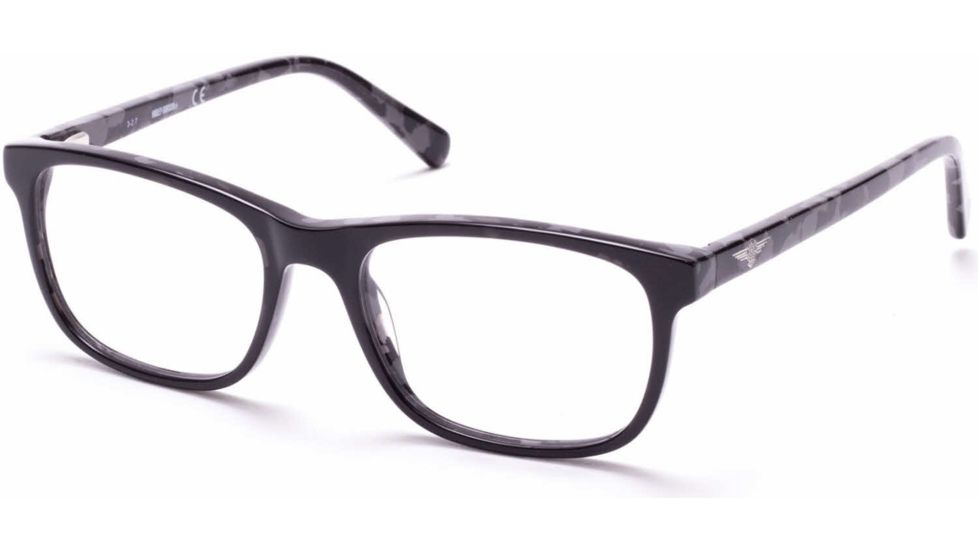 Harley Davidson Eyewear HD0135T Prescription Eyeglasses - Shiny Black Frame, Shiny Black Lenses, 49 mm Lens Diameter HD0135T49001