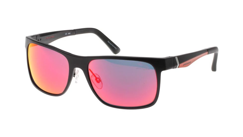 Jaguar 37715 Sunglasses, Male, Black-Orange/Red Mirror Lenses, 57-17-135 37715-610