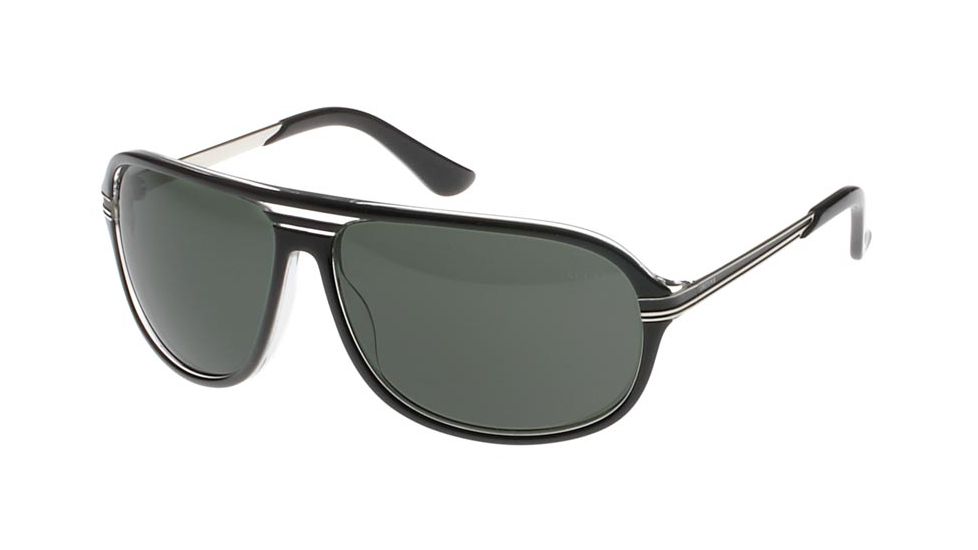 Jaguar 39720 Black-Crystal Frame Green Polarized lenses Mens Sunglasses 39720-8738
