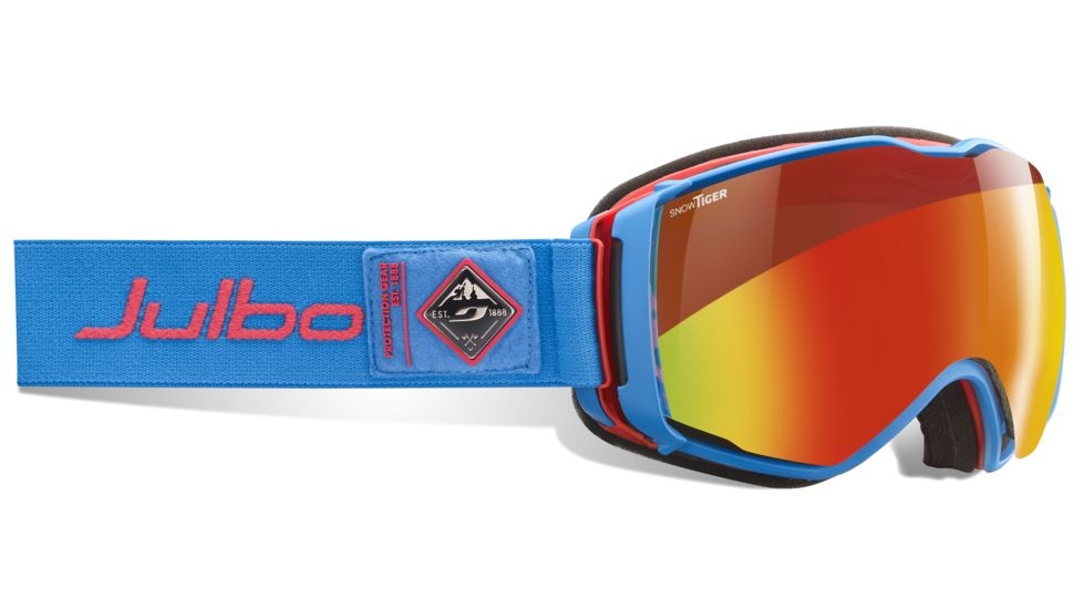 JULBO Aerospace Ski Goggles,Blue/Red,Snow Tiger Lenses w/Multilayer Fire Flash, Large 74073125
