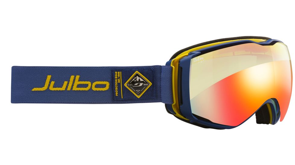 JULBO Aerospace Ski Goggles,Blue/Yellow,Zebra Light Lenses w/Multilayer Fire Flash, Large 74031125