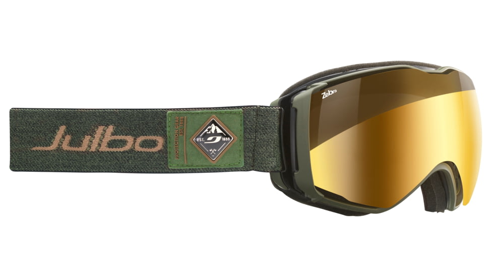 JULBO Aerospace Ski Goggles,Green,Zebra Lenses w/Gold Flash, Large 74031165