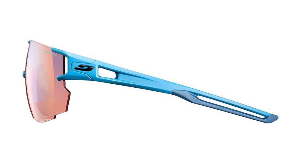 Julbo Aerospeed Sunglasses Cyan Blue/Blue Frame with zebra light RED Lenses, J5023412