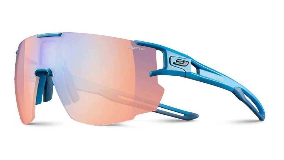 Julbo Aerospeed Sunglasses Cyan Blue/Blue Frame with zebra light RED Lenses, J5023412