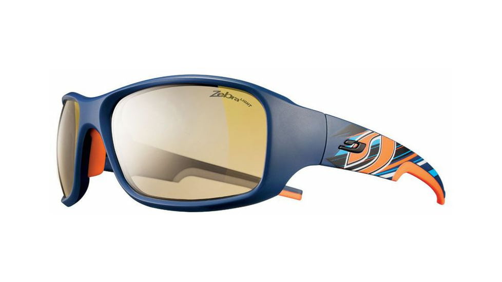 Julbo Stunt Sunglasses, Blue/Orange w/ Zebra Light Hard Lenses 4383112
