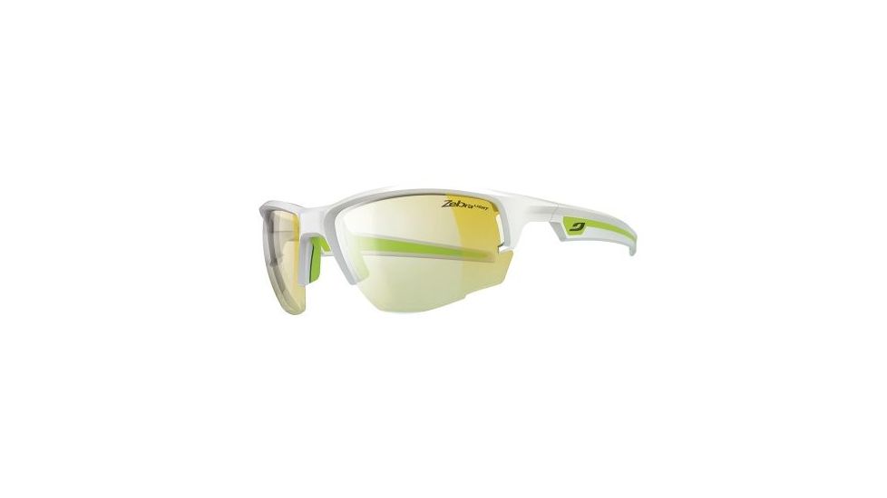 Julbo Venturi Sunglasses, Shiny White/Green Frame w/Zebra Light Lenses 4703111