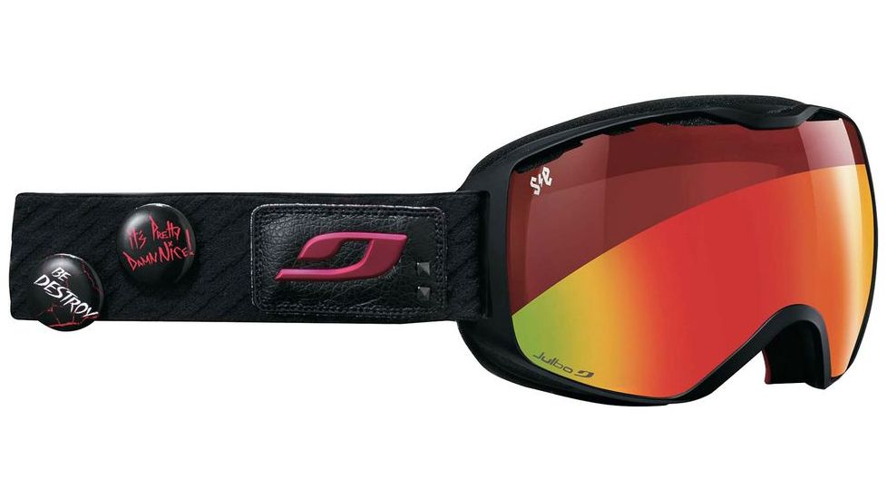 Julbo Welcome Snow Goggles,Black Frame and Snow Tiger w/Polarized Multilayer Fire Spherical Flash Lens 73673144FS