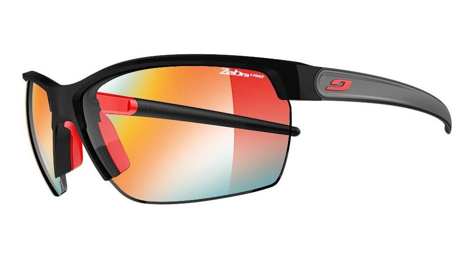 Julbo Zephyr Sunglasses,Black/Red/Gray Frame,Zebra Light Fire Lens J4843112