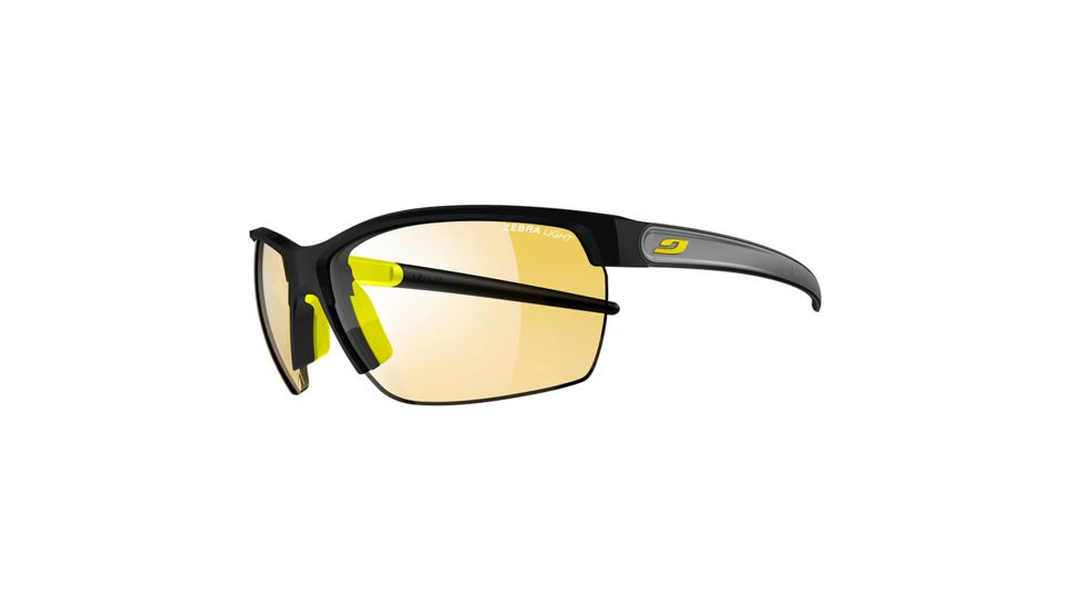 Julbo Zephyr Sunglasses, Black/Yellow/Gray with Zebra Light Lenses, Black/Yellow/Gray, Large, J4843214