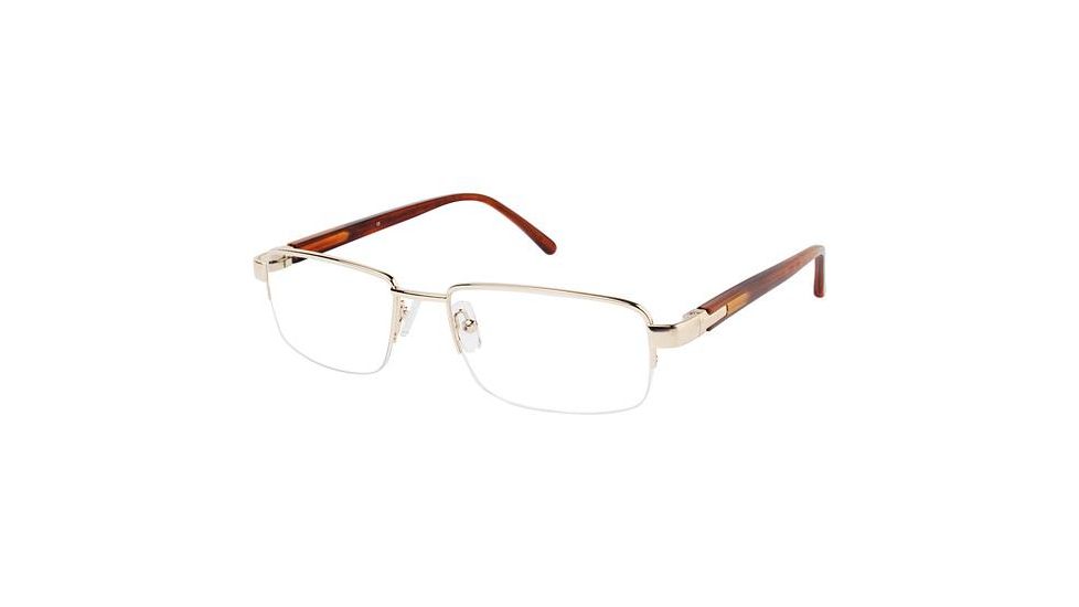 LAmy C by L'AMY 615 Single Vision Prescription Eyeglasses - Frame SHINY GOLD, Size 55/18mm CYCBL61504