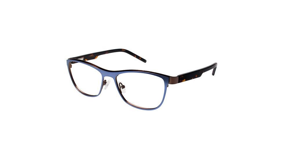 LAmy Charlotte Progressive Prescription Eyeglasses - Frame Matte Navy/Chocolate Brown, Size 53/16mm LYCHARLOTTE03