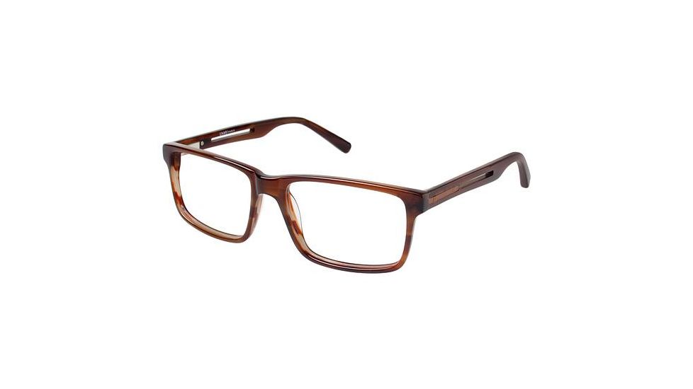 LAmy GEORGES Single Vision Prescription Eyeglasses - Frame BROWN HORN, Lens Color Fade, Size 54/17mm LYGEORGES03