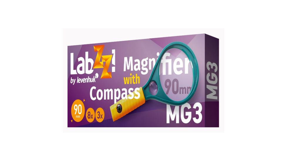 Levenhuk LabZZ MG3 Magnifier with Compass, Blue/Yellow, Small 70812