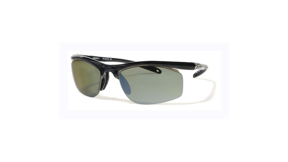 Liberty Sport Suns IT-10 A Protective Eyewear Shiny Black Frame,Grey/Green w. silver flash Lens, Unisex IT10-ASHBK6020135FP