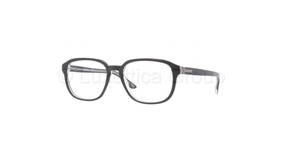 Luxottica LU3207 Single Vision Prescription Eyeglasses C388-5218 - Top Black On Transparent Frame