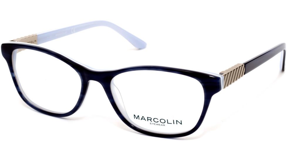 Marcolin MA5016 Prescription Eyeglasses - Blue Frame, 52 mm Lens Diameter MA501652092