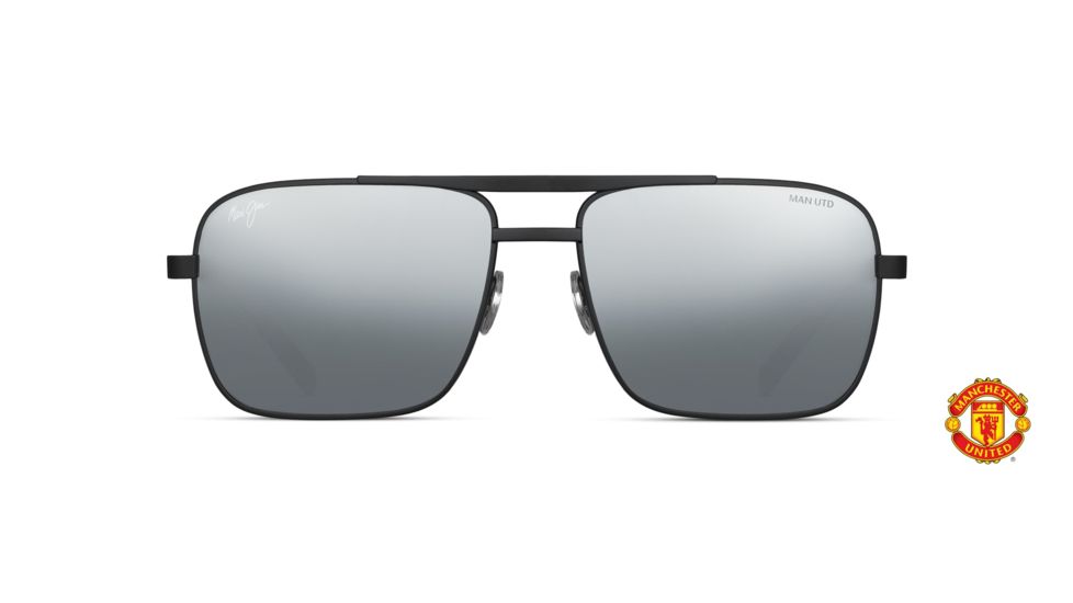 Maui Jim Compass Polarized Aviator Sunglasses, Matte Black Frame, Dual Mirror Silver to Black Lens, Matte Black DSB714-38UTD