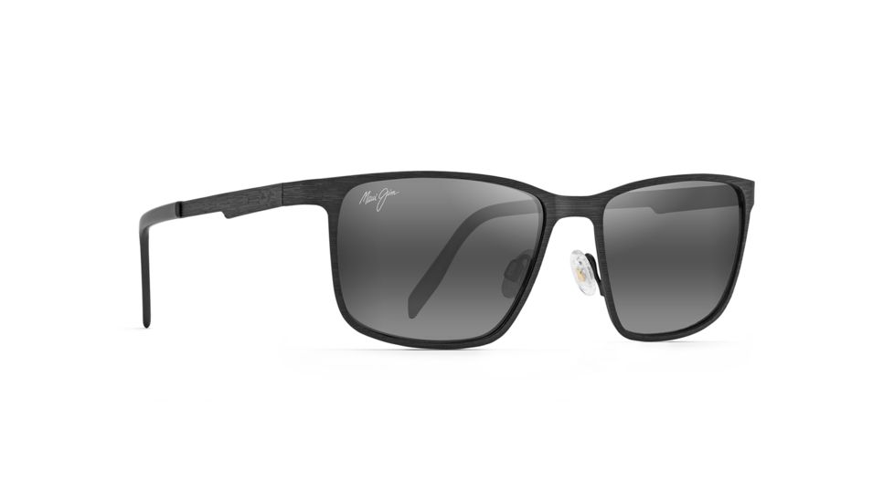 Maui Jim Cut Mountain Polarized Square Sunglasses, Black Frame, Neutral Grey Lens, Black 532-2M