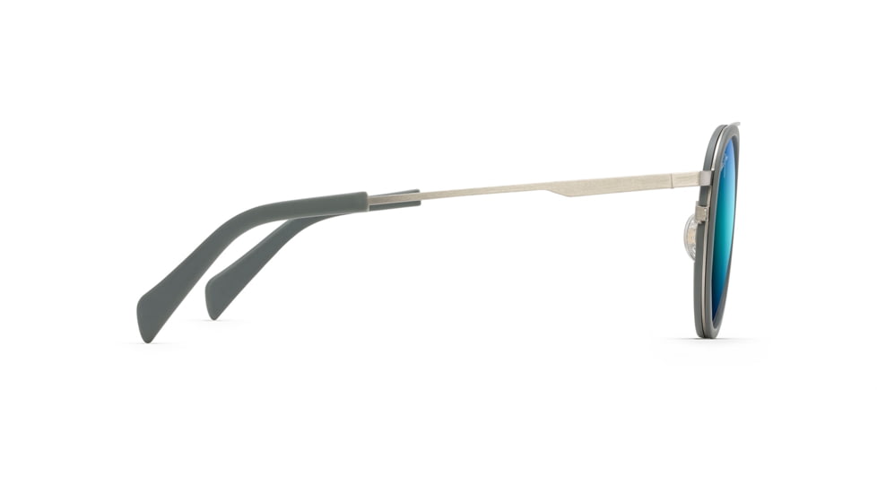 Maui Jim Even Keel Polarized Round Sunglasses, Brushed Silver / Powder Blue Frame, Blue Hawaii Lens, Brushed Silver / Powder Blue B534-17A