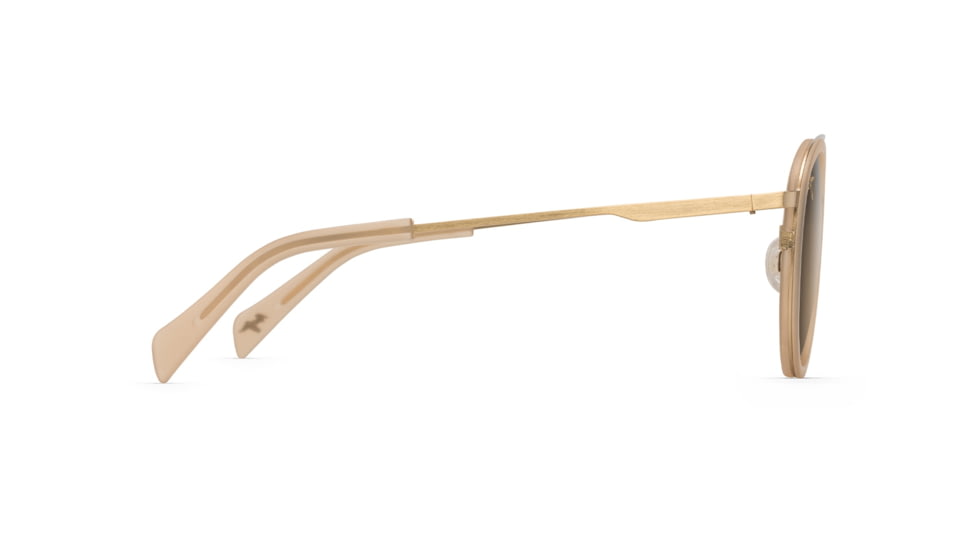 Maui Jim Even Keel Polarized Round Sunglasses, Gold w/ S&amp;stone Frame, HCL Bronze Lens, Gold w/ S&amp;stone HS534-22