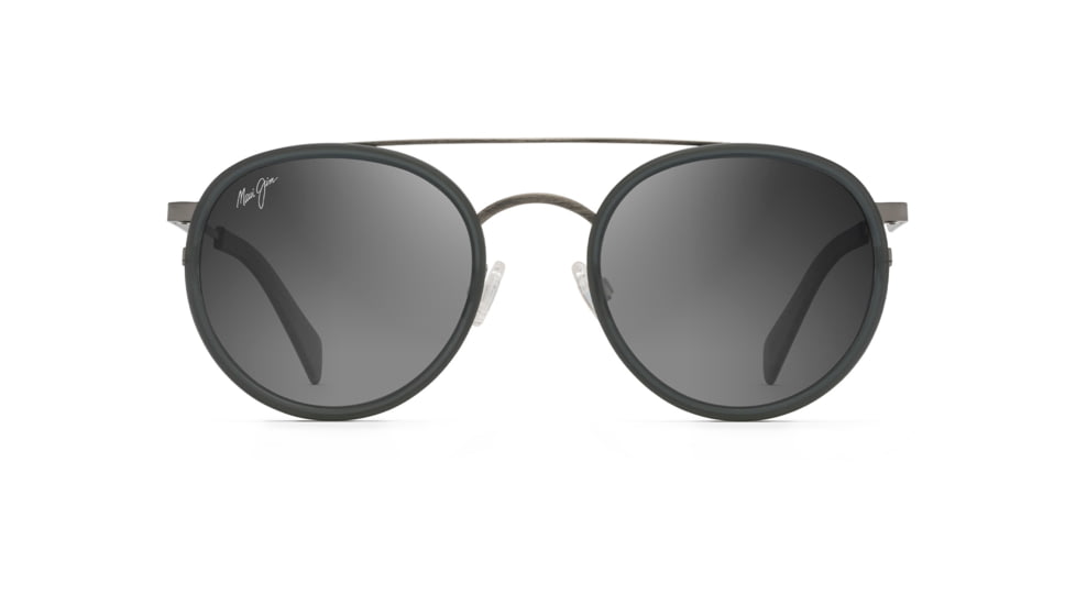 Maui Jim Even Keel Polarized Round Sunglasses, Gunmetal / Translucent Matte Grey Frame, Neutral Grey Lens, Gunmetal / Translucent Matte Grey GS534-02D