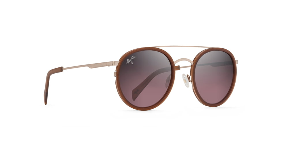 Maui Jim Even Keel Polarized Round Sunglasses, Rose Gold w/ Translucent Coconut Matte Brown Frame, Maui Rose Lens, Rose Gold w/ Translucent Coconut Matte Brown RS534-16R