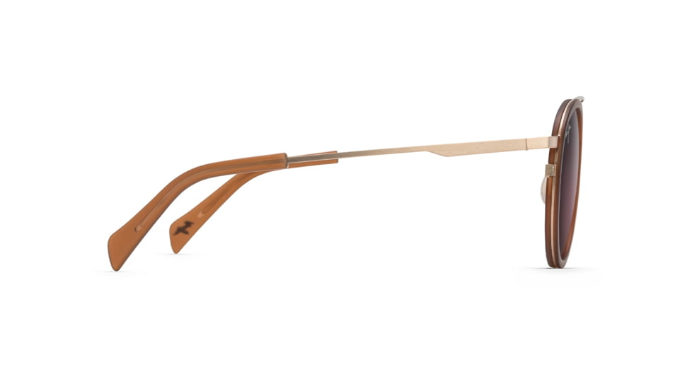 Maui Jim Even Keel Polarized Round Sunglasses, Rose Gold w/ Translucent Coconut Matte Brown Frame, Maui Rose Lens, Rose Gold w/ Translucent Coconut Matte Brown RS534-16R