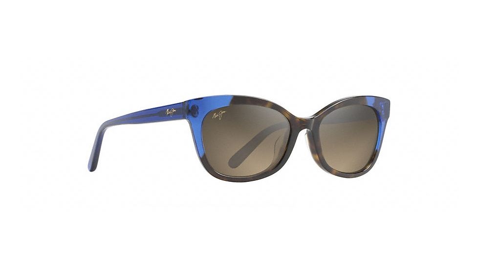 Maui Jim Ilima Polarized Cat Eye  Sunglasses,Dark Tortoise with Electric Blue,HCL Bronze Lens HS759-68