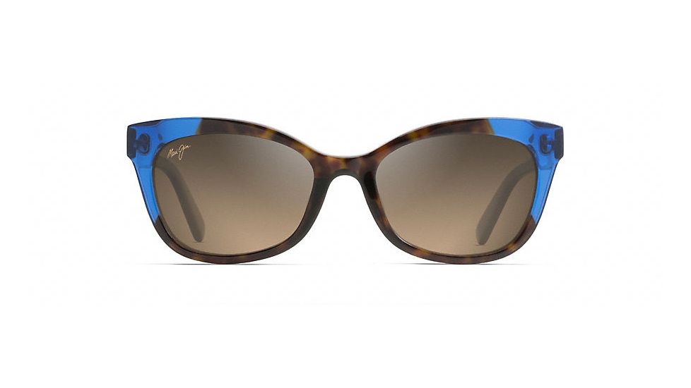 Maui Jim Ilima Polarized Cat Eye  Sunglasses,Dark Tortoise with Electric Blue,HCL Bronze Lens HS759-68