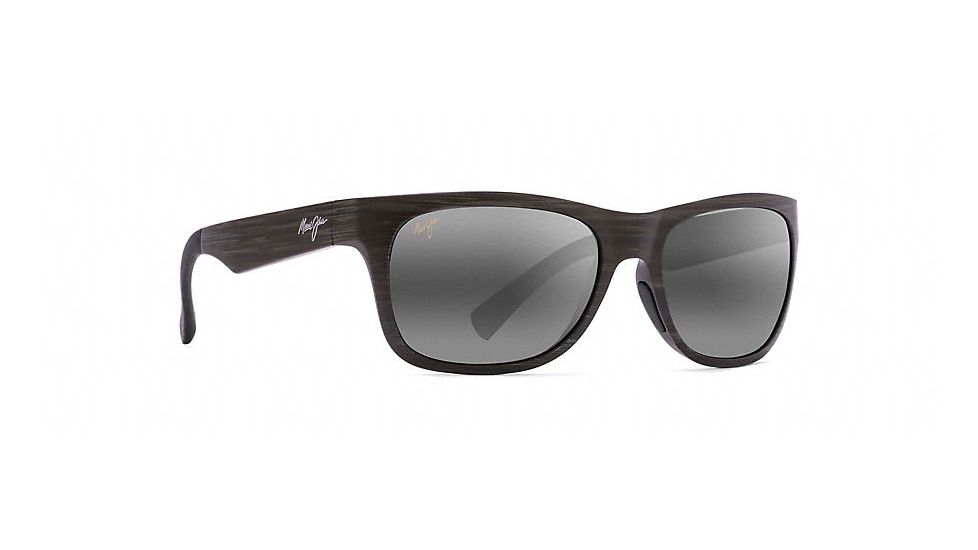 Maui Jim Kahi Polarized Wrap  Sunglasses,Matte Aquamarine Wood Grain,Neutral Grey Lens 736-63W