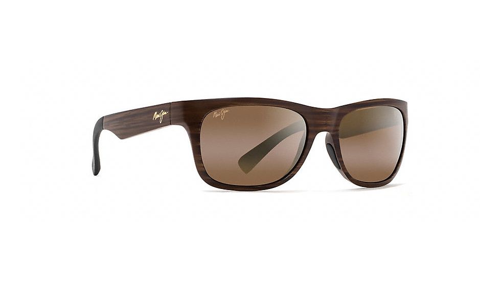 Maui Jim Kahi Polarized Wrap  Sunglasses,Matte Brown Wood Grain,HCL Bronze Lens H736-25W