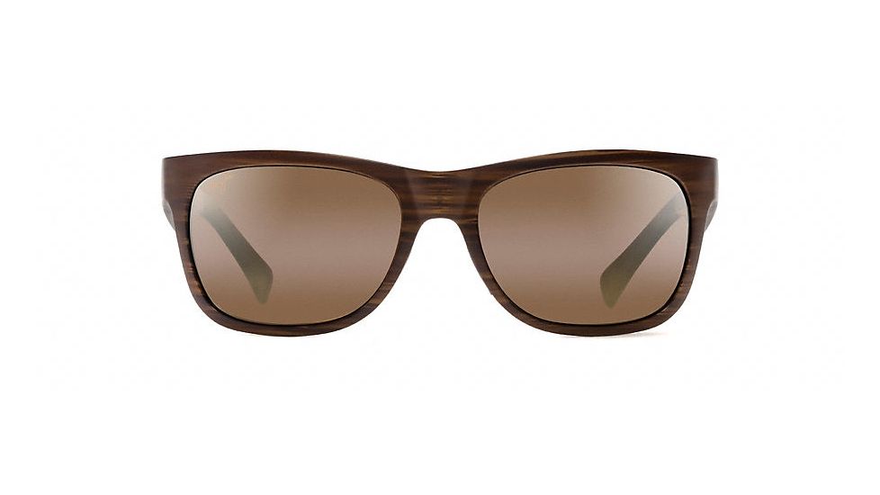 Maui Jim Kahi Polarized Wrap  Sunglasses,Matte Brown Wood Grain,HCL Bronze Lens H736-25W