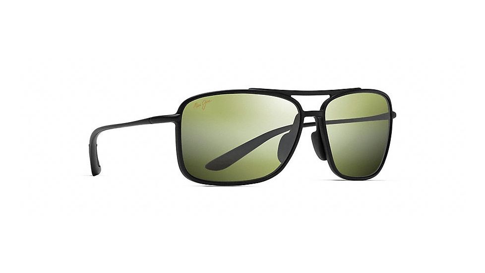 Maui Jim Kaupo Gap Polarized Aviator  Sunglasses,Matte Black,Maui HT Lens HT437-2M