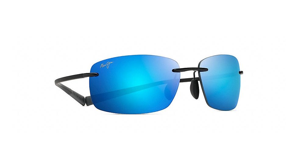 Maui Jim Kumu Polarized Rimless  Sunglasses,Gloss Black,Blue Hawaii Lens B724-02