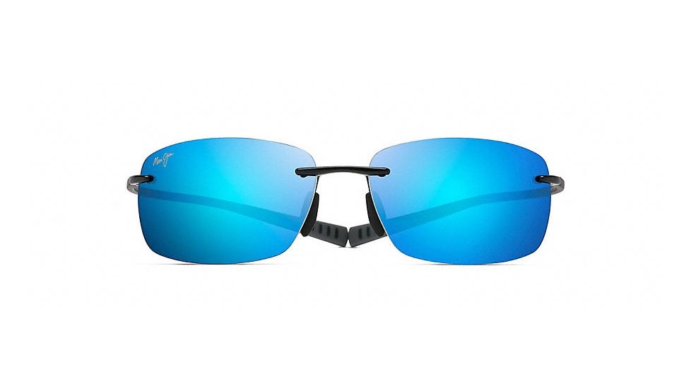 Maui Jim Kumu Polarized Rimless  Sunglasses,Gloss Black,Blue Hawaii Lens B724-02