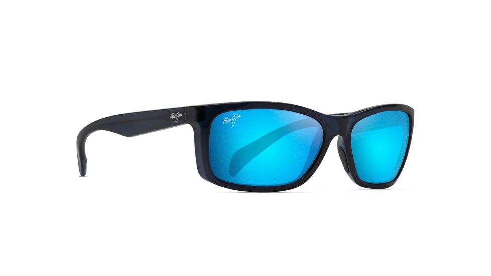 Maui Jim Puhi Polarized Square Sunglasses, Translucent Navy Blue Frame, Blue Hawaii Lens, Translucent Navy Blue B785-08A