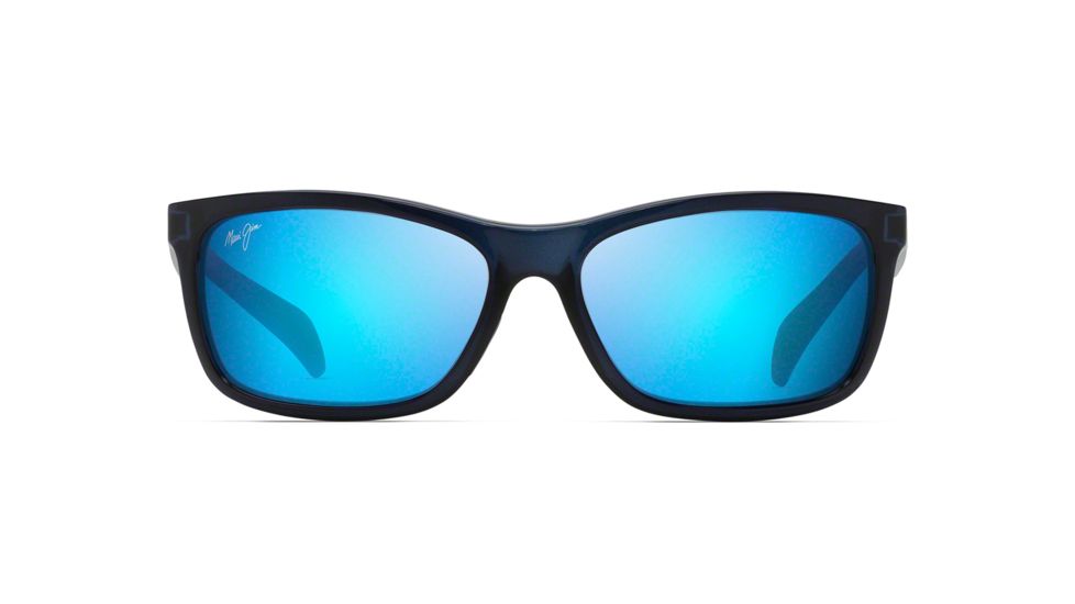 Maui Jim Puhi Polarized Square Sunglasses, Translucent Navy Blue Frame, Blue Hawaii Lens, Translucent Navy Blue B785-08A