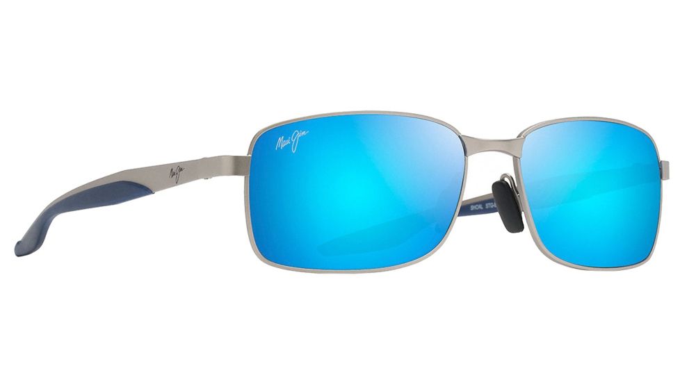 Maui Jim Shoal Sunglasses, Matte Silver Frame, Blue Hawaii Lens, Polarized, B797-17M
