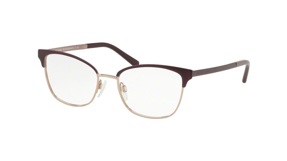 Michael Kors ADRIANNA IV MK3012 Single Vision Prescription Eyeglasses, 51mm, Matte Cordovan/Rose Gold, MK3012-1108-51-SV