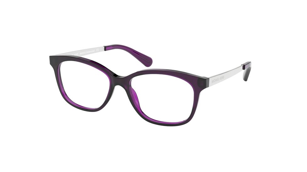 Michael Kors AMBROSINE MK4035 Single Vision Prescription Eyeglasses, 53mm, Transparent Purple, MK4035-3222-53-SV