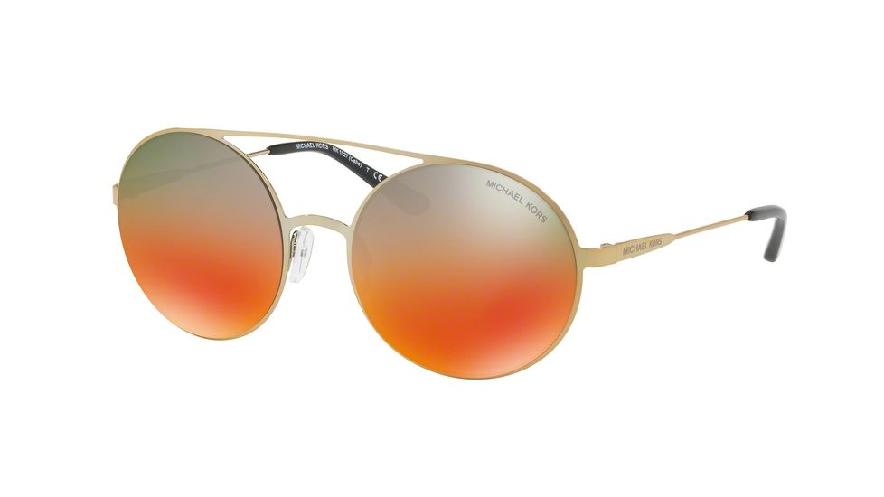 Michael Kors CABO MK1027 Sunglasses 1193A8-55 - Pale Gold-tone Frame, Teal To Orange Gradient Mirror Lenses