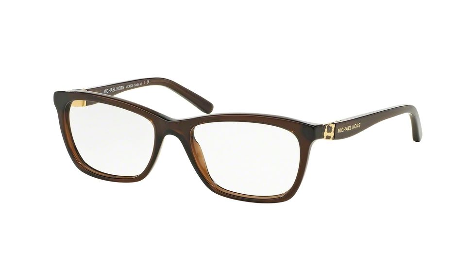 Michael Kors MK4026F Bifocal Prescription Eyeglasses 3085-53 - Dk Brown Transparent Frame