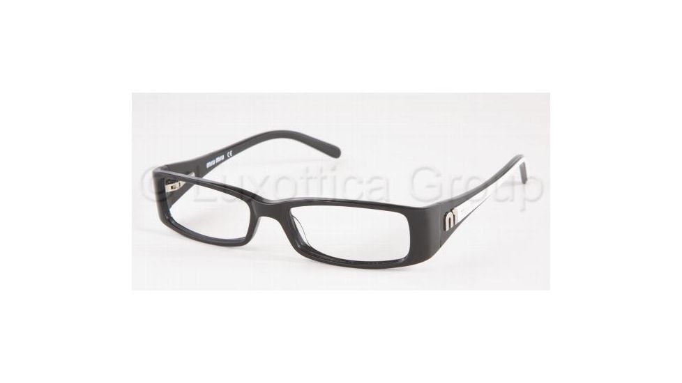 Miu Miu MU 16DV Eyeglasses Styles - Black (White Black) Frame w/Non-Rx 50 mm Diameter Lenses, 8AQ1O1-5016