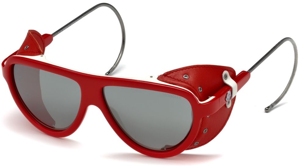 Moncler ML0004 Sunglasses - Red Frame Color, Smoke Mirror Lens Color
