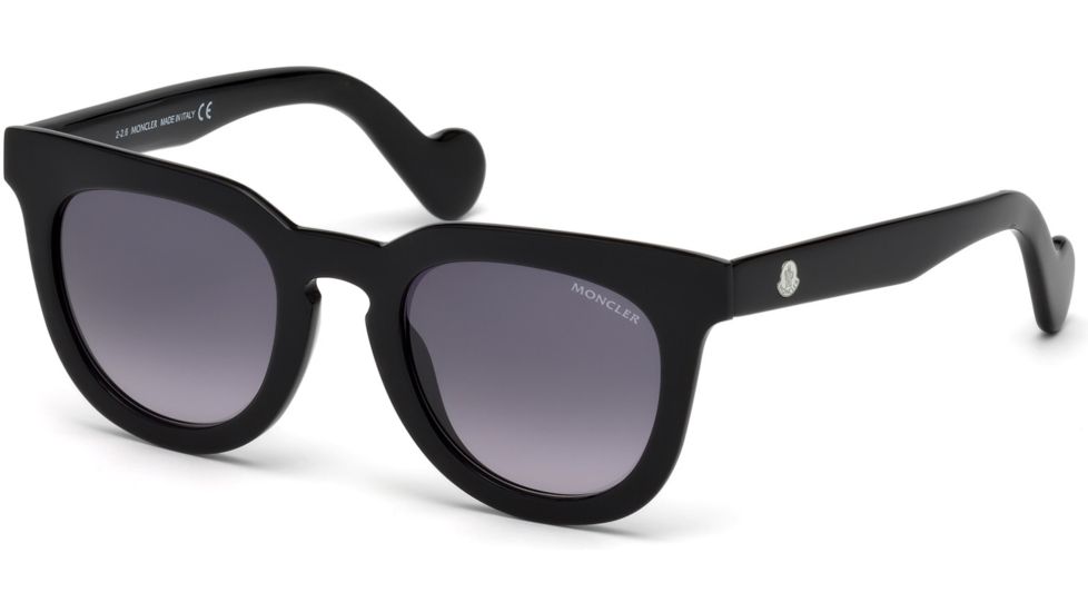 Moncler ML0008 Sunglasses - Shiny Black Frame Color, Gradient Smoke Lens Color