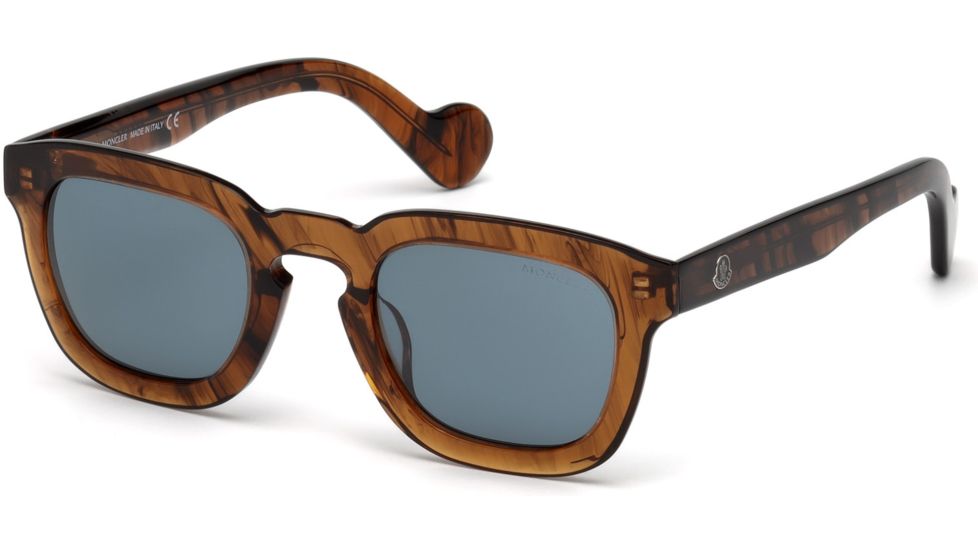 Moncler ML0009 Sunglasses - Shiny Light Brown Frame Color, Blue Lens Color