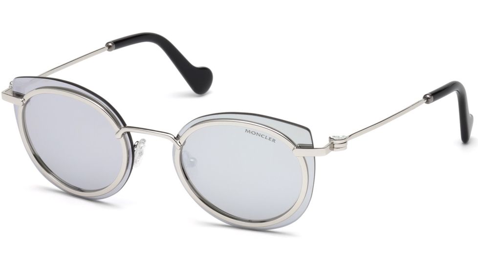 Moncler ML0017 Sunglasses - Shiny Palladium Frame Color, Smoke Mirror Lens Color